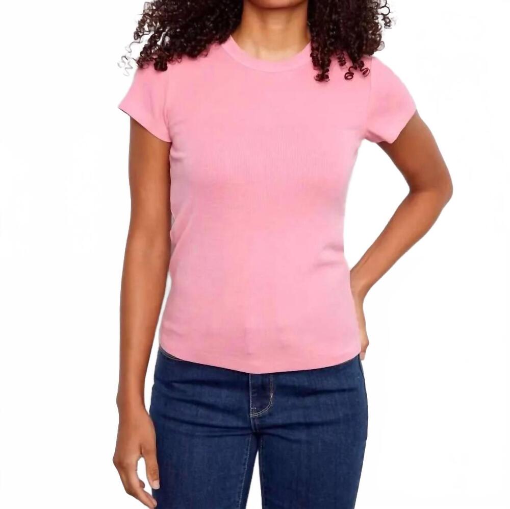 NEW CHARLIE B tencel rib crew neck t shirt in pink
